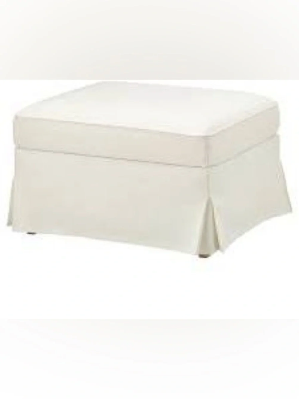Cream Slipcovered Ottoman Cushion